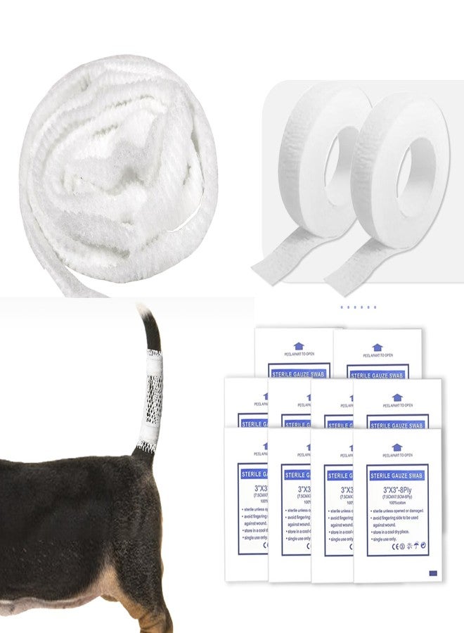 FEXICHUJI 13 Pcs Dog Tail Protector Bandage Set - Sterile Vet Wrap Gauze, Breathable Mesh Tail Dressing and Self-Adhesive Pet Bandage for Wound Care. Happy Dog Paw Nail Bandages, Paw Wounds for Pet Animals - Image 1